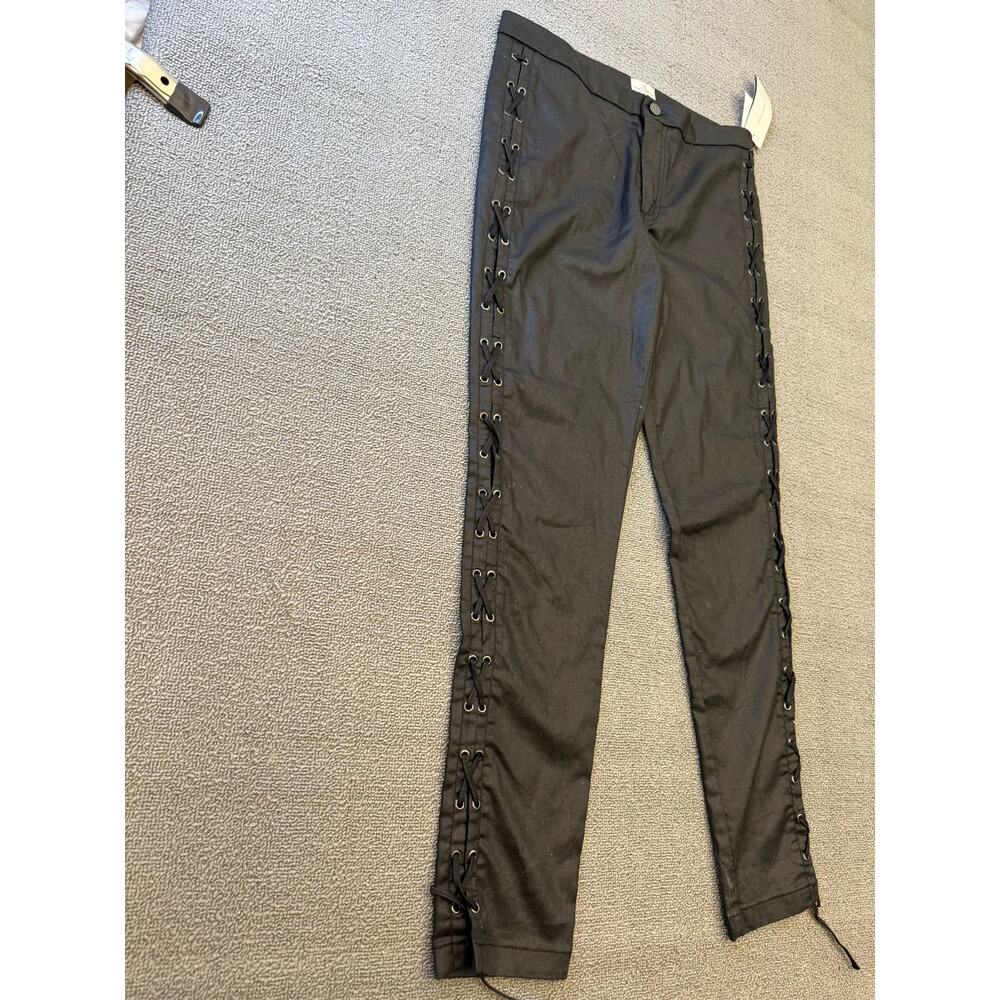 French Connection Women's Size 8 Black Coated Lace Up Pants - Picture 14 of 16